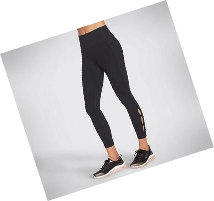 Női Skechers Diamond Slit HW 7/8 Leggings Fekete | HU5744A