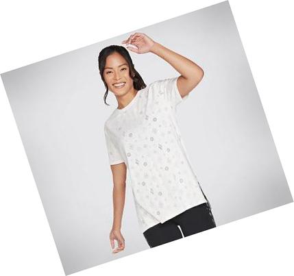 Női Skechers Diamond Status Burnout Tunic Póló Fehér | HU4669B