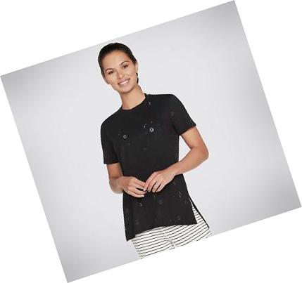 Női Skechers Diamond Status Burnout Tunic Póló Fekete | HU4684W