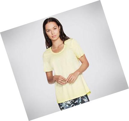 Női Skechers Diamond Wash Hatha Scoop Neck Tunic Póló Sárga | HU4697D