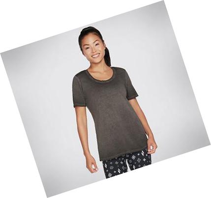 Női Skechers Diamond Wash Hatha Scoop Neck Tunic Póló Fekete | HU47198
