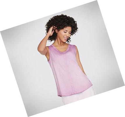 Női Skechers Diamond Wash Hatha V-neck Póló Lila | HU4969P