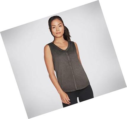 Női Skechers Diamond Wash Hatha V-neck Póló Fekete | HU49845