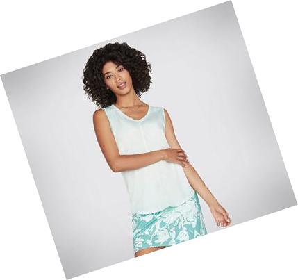 Női Skechers Diamond Wash Hatha V-neck Póló Világos Türkiz | HU4994K