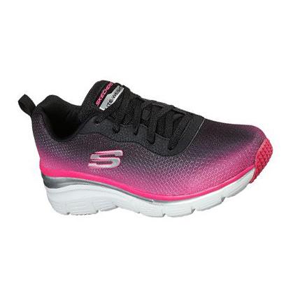 Női Skechers Divat Fit - Build Up Tornacipő Fekete Rózsaszín | HUI823P