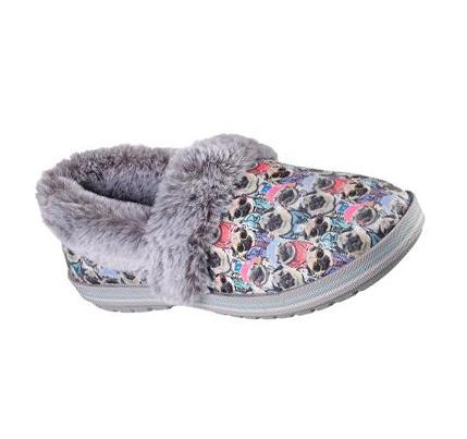 Női Skechers Doug the Pug: BOBS Too Cozy - Pug Hug Papucs Szürke Színes | HU6342A