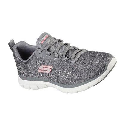 Női Skechers Flex Appeal 4.0 - Vivid Spirit Edzőcipő Szürke Rózsaszín | HU6784A