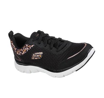 Női Skechers Flex Appeal 4.0 - Wild Pulse Edzőcipő Fekete Leopárd | HUI973D
