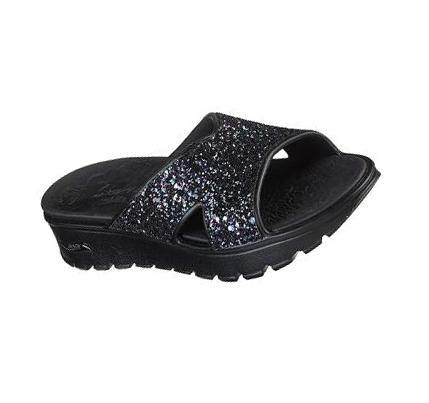 Női Skechers Foamies: Arch Fit Footsteps - Dazzled Girl Szandál Fekete | HU4180R