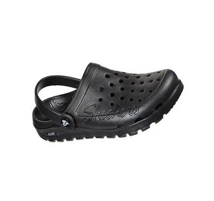 Női Skechers Foamies: Arch Fit Footsteps - Pure Joy Slip Ons Fekete | HU59290