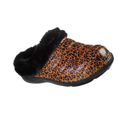Női Skechers Foamies: Cozy Camper Bélelt - Snow Papucs Leopárd | HU5892C