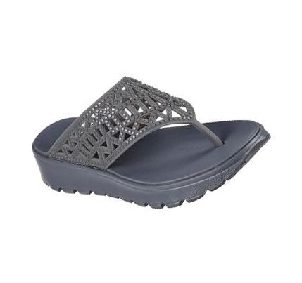 Női Skechers Foamies: Footsteps - She's Cute Szandál Szürke | HU41265