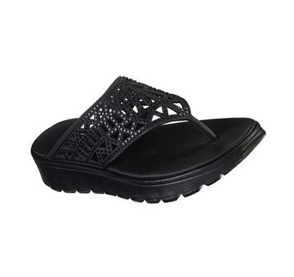 Női Skechers Foamies: Footsteps - She's Cute Szandál Fekete | HU4128R