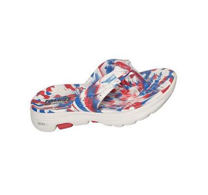 Női Skechers Foamies: GOwalk 5 - Merica Sweets Szandál Fehér Kék | HU4028A