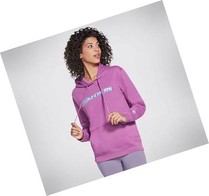 Női Skechers GOLOUNGE Heritage Logo Pullover Kapucnis Pulóver Lila | HU41193