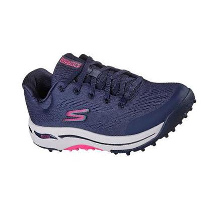 Női Skechers GO GOLF Arch Fit - Balance Golf Cipő Sötétkék Rózsaszín | HU3551B