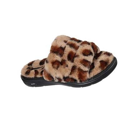 Női Skechers GO Lounge: Arch Fit Lounge - Furrreal Slip Ons Leopárd | HU7529B