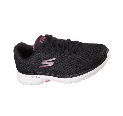 Női Skechers GO WALK 6 - Iconic Vision Gyalogló Cipő Fekete Rózsaszín | HU5598L