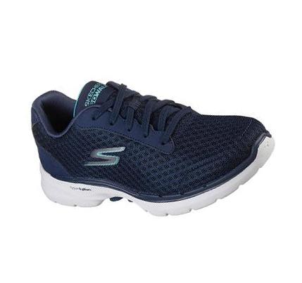 Női Skechers GO WALK 6 - Iconic Vision Gyalogló Cipő Sötétkék Türkiz | HU56234
