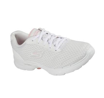 Női Skechers GO WALK 6 - Iconic Vision Gyalogló Cipő Fehér Rózsaszín | HU5648L
