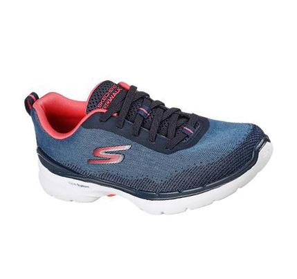 Női Skechers GO WALK 6 - Spring Horizon Gyalogló Cipő Sötétkék Korall | HU5698W