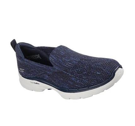 Női Skechers GO WALK 6 - Valerie Gyalogló Cipő Sötétkék Fehér | HU5873D
