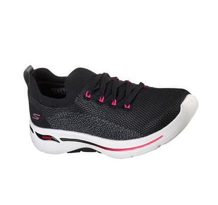 Női Skechers GO WALK Arch Fit - Clancy Gyalogló Cipő Fekete Rózsaszín | HU5948R