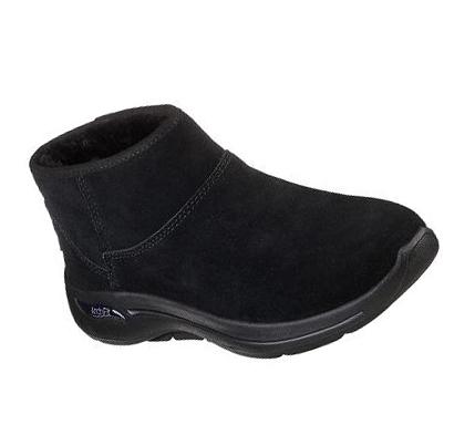 Női Skechers GO WALK Arch Fit - Cute N Cozy Csizma Fekete | HUI202L