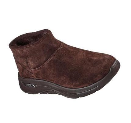 Női Skechers GO WALK Arch Fit - Cute N Cozy Csizma Csokoládé | HUI216R