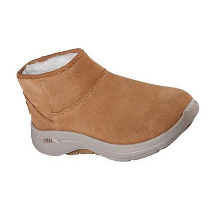 Női Skechers GO WALK Arch Fit - Cute N Cozy Csizma Barna | HUI2270