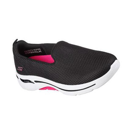 Női Skechers GO WALK Arch Fit - Grateful Gyalogló Cipő Fekete Rózsaszín | HU48740
