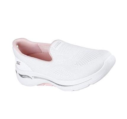 Női Skechers GO WALK Arch Fit - Imagined Gyalogló Cipő Fehér Rózsaszín | HU4663X