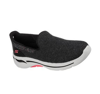 Női Skechers GO WALK Arch Fit - Our Earth Slip Ons Fekete Rózsaszín | HU7254A
