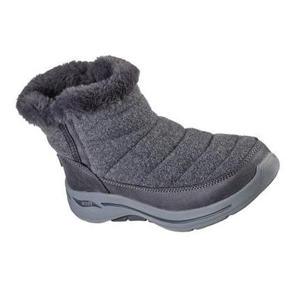Női Skechers GO WALK Arch Fit - Téli Csizma Szürke | HUI302K