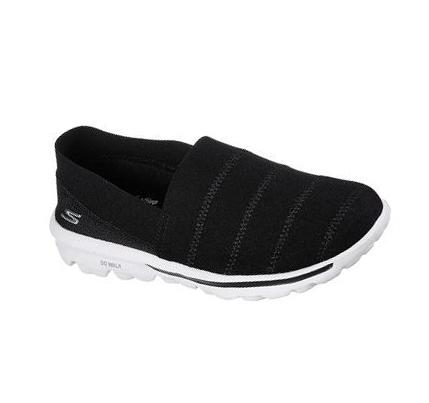 Női Skechers GO WALK Classic - Gracious Joy Gyalogló Cipő Fekete Fehér | HUI663Q