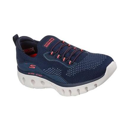 Női Skechers GO WALK Glide-Step Flex - Silver Spirit Slip Ons Sötétkék Korall | HU5038R