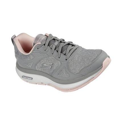 Női Skechers GO WALK Workout Walker - Early Sunshine Gyalogló Cipő Szürke Rózsaszín | HUA548A