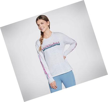 Női Skechers GOlounge Stacked Long Sleeve Póló Szürke | HU4134A