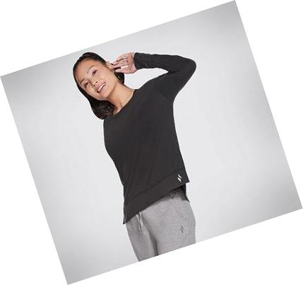 Női Skechers GOlounge Tranquil Long Sleeve Póló Fekete | HU4322L