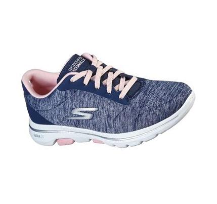 Női Skechers GOwalk 5 - True Edzőcipő Sötétkék Rózsaszín | HU4660L