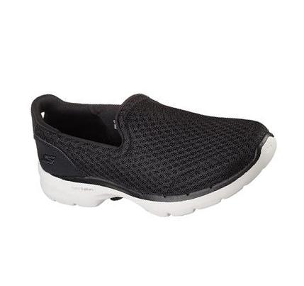 Női Skechers GOwalk 6 - Big Splash Gyalogló Cipő Fekete Fehér | HU7322C