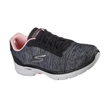 Női Skechers GOwalk 6 - Magic Melody Gyalogló Cipő Fekete Rózsaszín | HU7409Q