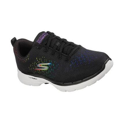 Női Skechers GOwalk 6 - Vibrant Energy Gyalogló Cipő Fekete Színes | HU74220