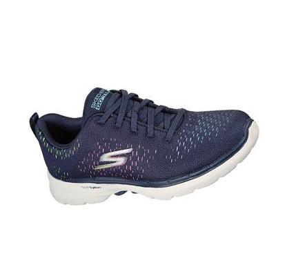 Női Skechers GOwalk 6 - Vibrant Energy Gyalogló Cipő Sötétkék Színes | HU7434A
