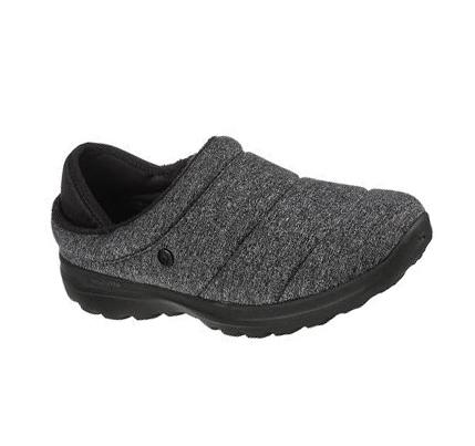 Női Skechers GOwalk Lounge - At Ease Papucs Fekete Szürke | HU5980A