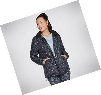 Női Skechers GOwalk Midnight Puffer Kabát Leopárd | HU38340