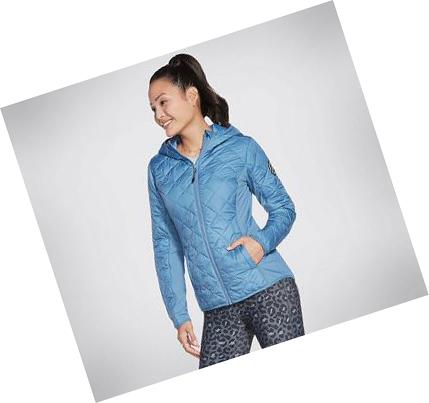 Női Skechers GOwalk Wear Everyday Puffer Kabát Kék | HU3947G