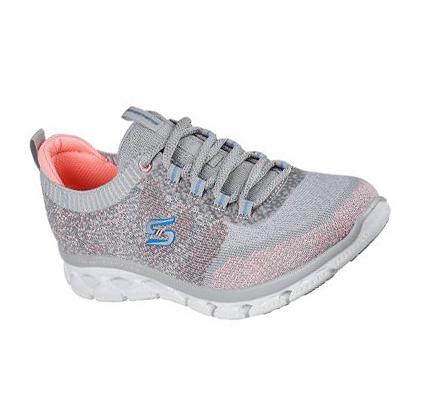 Női Skechers Glide-Step Flex - Cosmic Spirit Alkalmi Cipő Szürke Rózsaszín | HUI488L