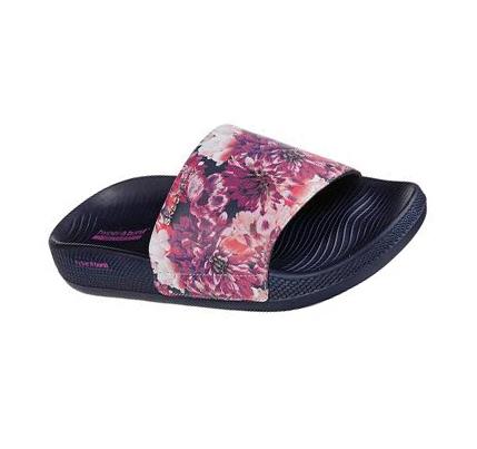 Női Skechers Hyper Papucs - Floral Blooms Szandál Sötétkék Színes | HU4592C