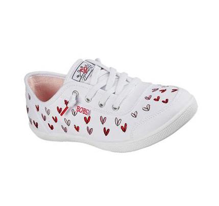 Női Skechers JGoldcrown: BOBS B Cute - Love Brigade Slip Ons Fehér Piros Rózsaszín | HUA374L